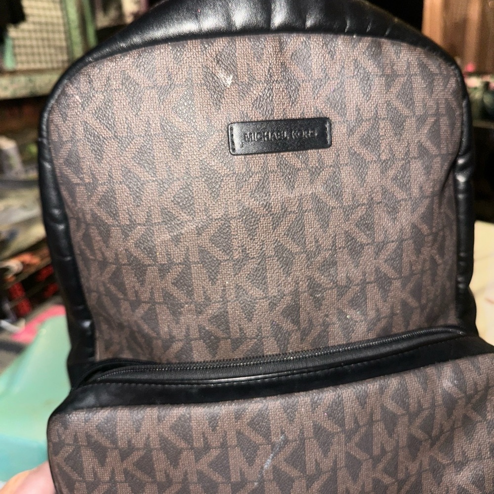 Michael Kors Brown and Black Backpack with Monogram Print
